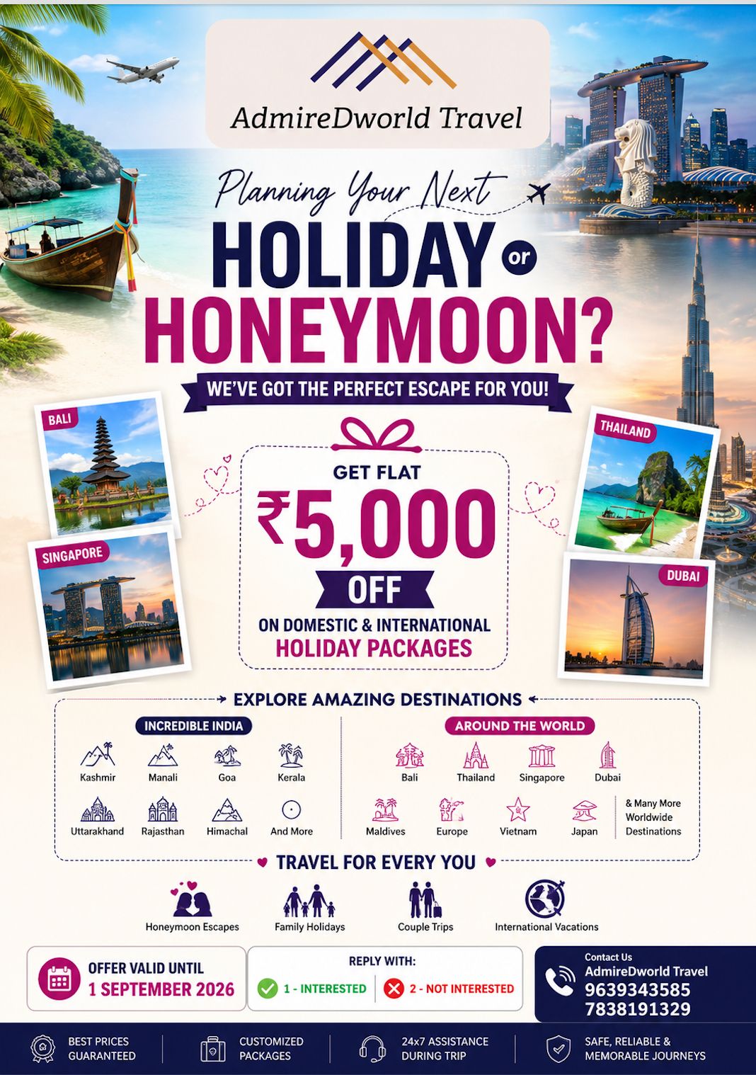 Best Honeymoon Packages from Haldwani, Delhi, Pune, Bangalore & Across India